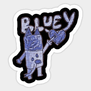 Bluey Heart Sketch Drawing Sticker